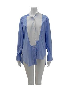 Loewe Women’s Light Blue Button-Down Shirt with White Bib